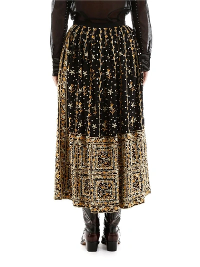 Shop Ulla Johnson Embroidered Skirt In Noir (black)
