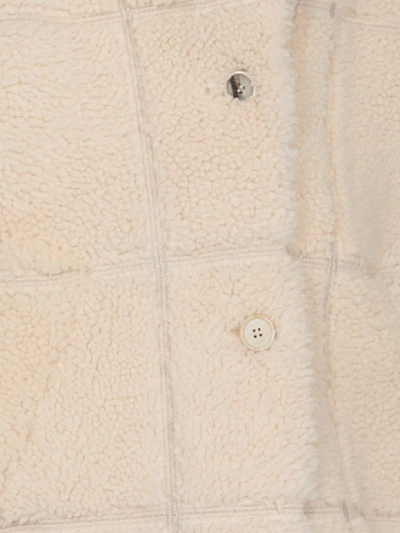 Off-white Oversized Shearling Coat In Beige No Color