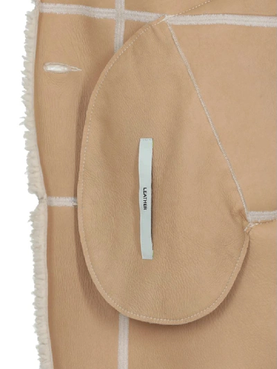 Off-white Oversized Shearling Coat In Beige No Color