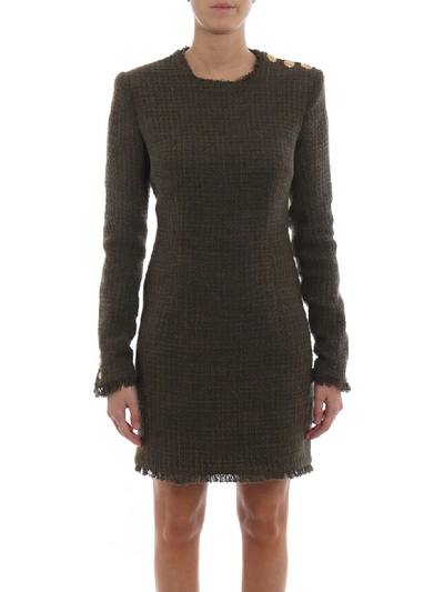 Shop Balmain Dress In Khaki