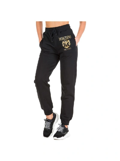 Shop Moschino Roman Double Question Mark Tracksuit Bottoms In Nero