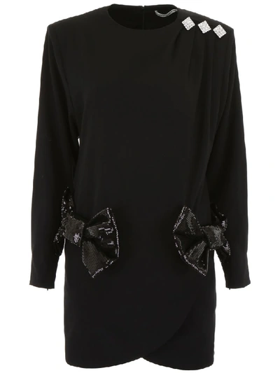 Shop Alessandra Rich Mini Dress With Bows In Black (black)