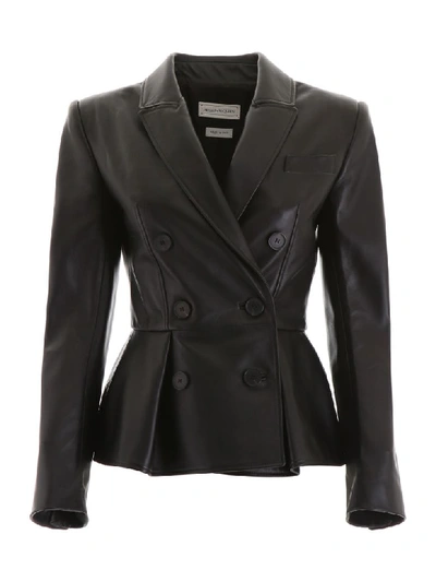 Shop Alexander Mcqueen Leather Jacket In Black (black)