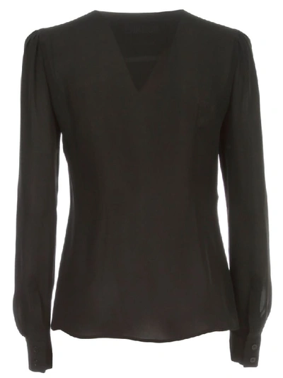 Shop Moschino Silk Shirt L/s W/bow In Black