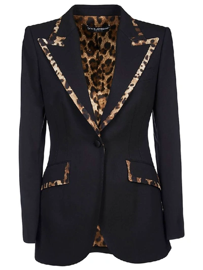 Shop Dolce & Gabbana Reversible Leopard Single Breasted Blazer In Black