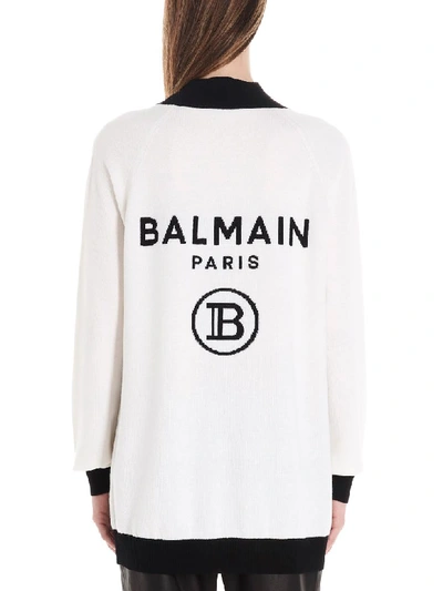 Shop Balmain Cardigan In Black & White