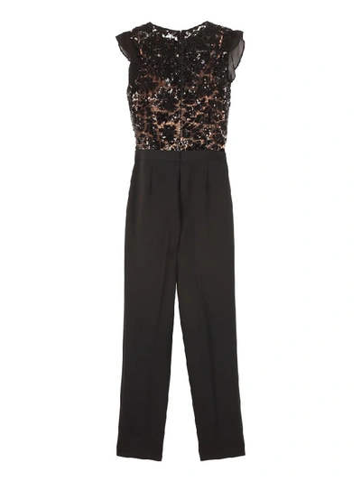 Shop Michael Michael Kors Sequin Lace Top Jumpsuit In Black