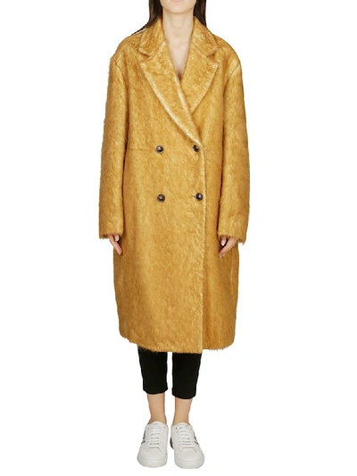 Shop Agnona Double-breasted Midi Coat In Brown