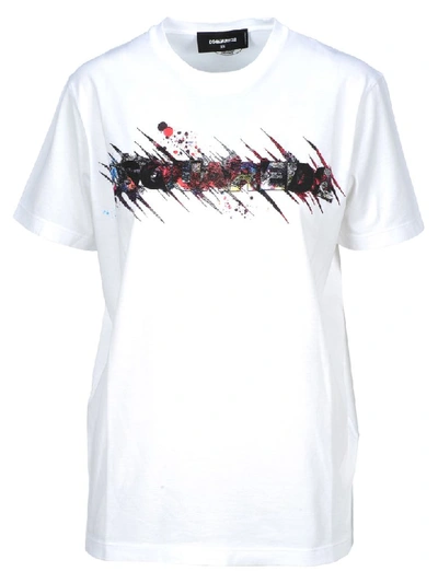 Shop Dsquared2 D Squared Scratched Logo T-shirt In White