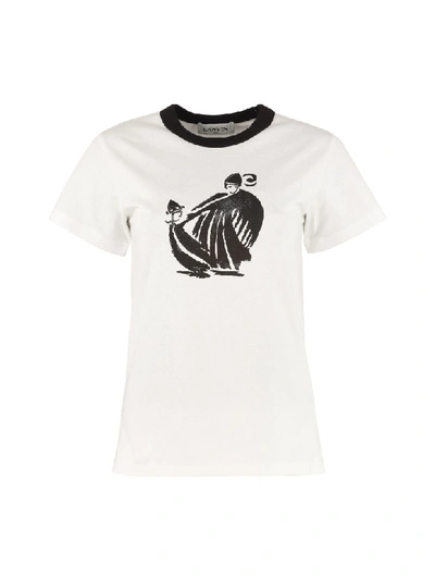 Shop Lanvin Printed Cotton T-shirt In White