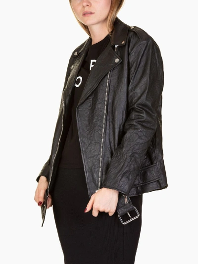 Shop Michael Kors Biker Leather Jacket In Black