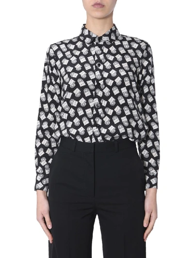 Shop Saint Laurent Silk Shirt In Nero