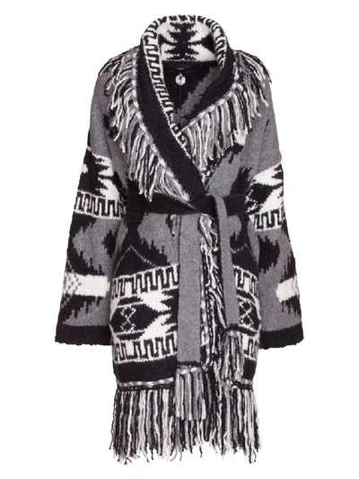 Shop Alanui Fringed Belted Cardigan In Multicolor