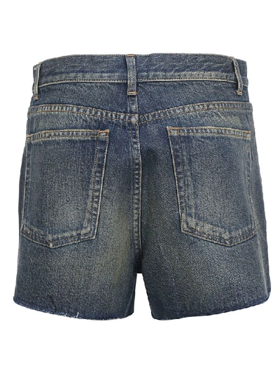 Shop Saint Laurent Denim Shorts In Blue Moon