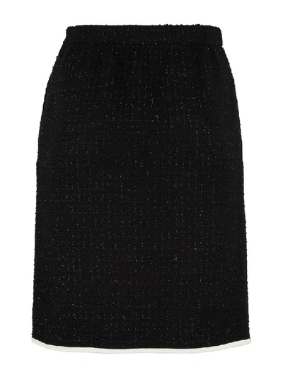 Shop Boutique Moschino Bouclé Wool Skirt In Black