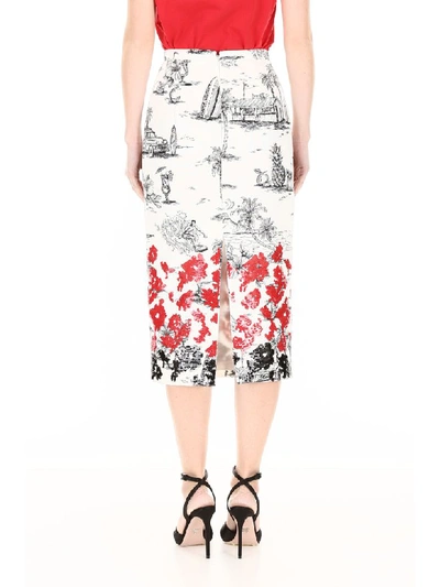 Shop N°21 Printed Pencil Skirt With Sequins In Ivory Multi (white)