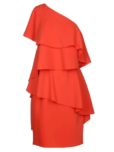 Shop Lanvin Asymmetric Dress In Red