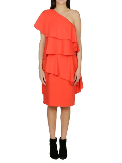 Shop Lanvin Asymmetric Dress In Red