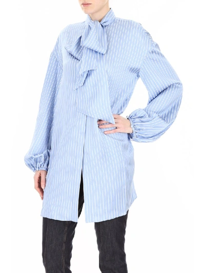 Shop Rokh Shirt With Open Back In Lt Blue (white)