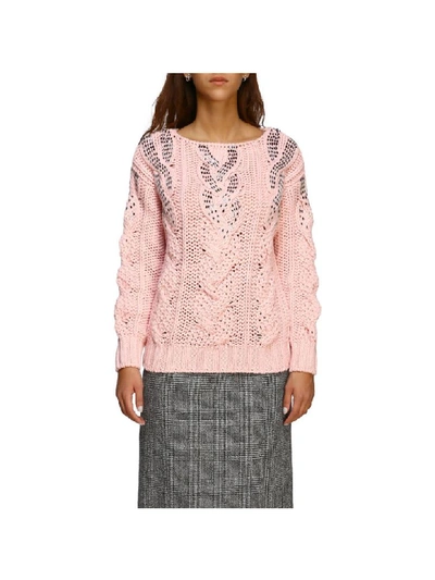 Shop Ermanno Scervino Pullover With Boat Neckline In Pink