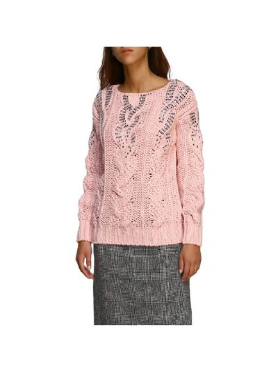 Shop Ermanno Scervino Pullover With Boat Neckline In Pink