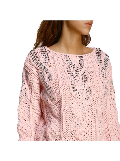 Shop Ermanno Scervino Pullover With Boat Neckline In Pink