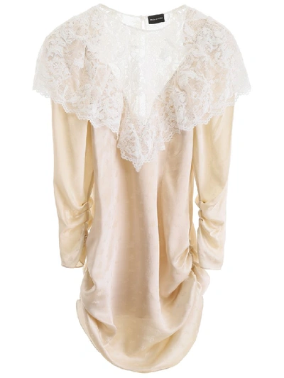 Shop Magda Butrym Beja Mini Dress With Lace In Beige (beige)