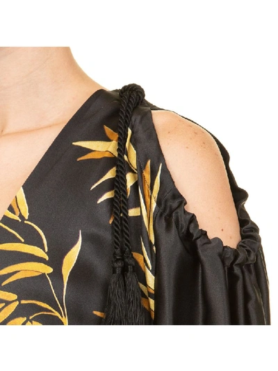 Shop Alberta Ferretti Silk Dress In Black - Ocre