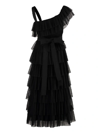 Shop Red Valentino Ruffled Skirt Tulle Dress In Black