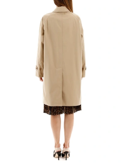 Shop Burberry Raincoat With Leopard Print Lining In Honey (beige)