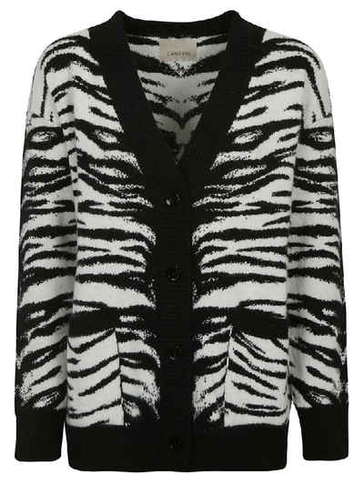 Shop Laneus Leopard Print Cardigan In Black/grey