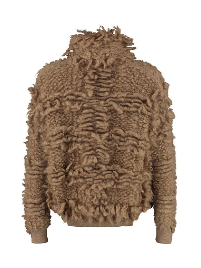 Shop Brunello Cucinelli Wool Sweater With Zip In Camel