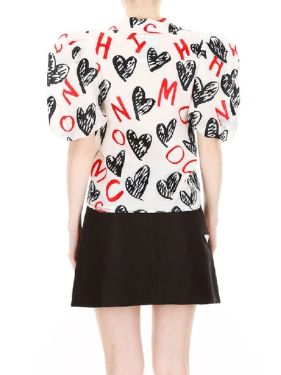 Shop Moschino Printed Blouse In White Black Red (white)