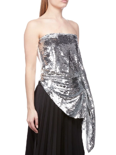 Shop Paula Knorr Sequined Top In Silver Bianco