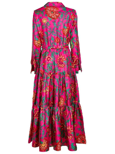 Shop La Doublej Printed Belted Shirt Dress In Dragon Flower Fuxia