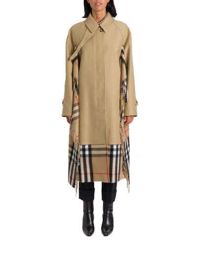 Shop Burberry Blanket Detail Cotton Gabardine Coat In Beige