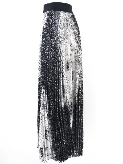 Shop Msgm White And Black Fabric Pleated Skirt In Fantasia