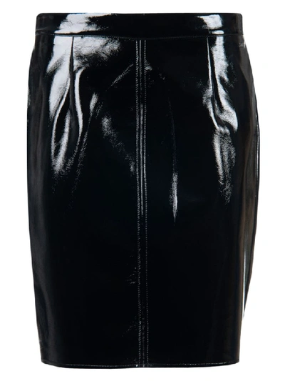 Shop Armani Collezioni Seamed Patent Pencil Skirt In Black