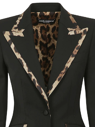 Shop Dolce & Gabbana Leopard Print Blazer In Black