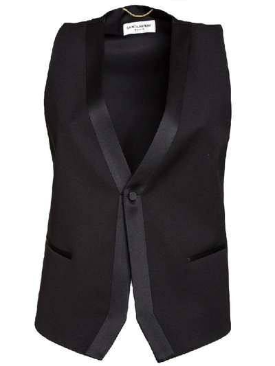 Shop Saint Laurent Sleeveless Blazer In Nero