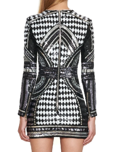 Shop Balmain Dress In Black & White