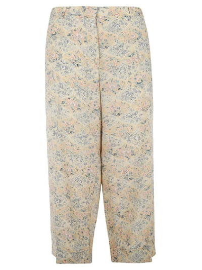 Shop Ibrigu Floral Print Long Trousers In Beige/multicolor