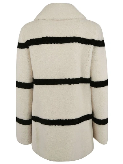 Shop Saint Laurent Striped Coat In Black