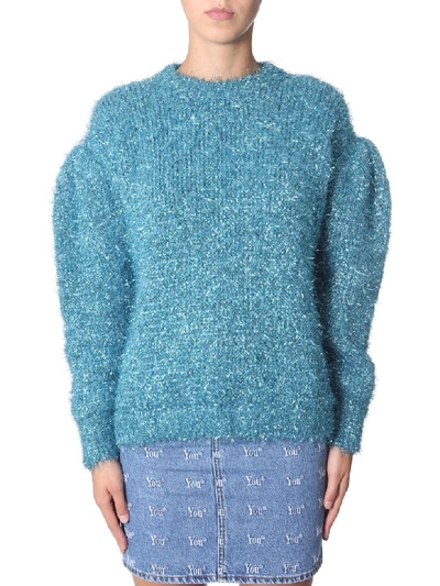 Shop Msgm Crew Neck Sweater In Blu