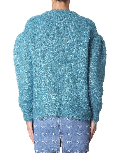 Shop Msgm Crew Neck Sweater In Blu