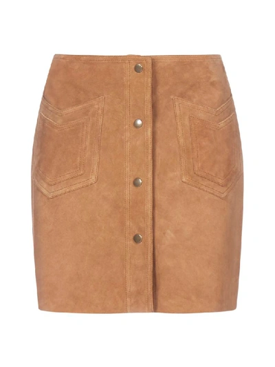 Shop Saint Laurent Suede Skirt In Bourbon