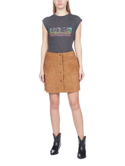 Shop Saint Laurent Suede Skirt In Bourbon