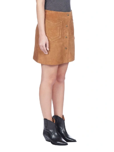 Shop Saint Laurent Suede Skirt In Bourbon