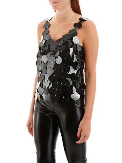 Shop Rabanne Top With Maxi Sequins In Black (black)