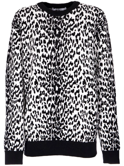 Shop Givenchy Leopard Jumper In Jacquard In Nero/bianco